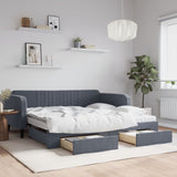 Dark grey day bed and trundle bed and drawers 100x200 cm velvet