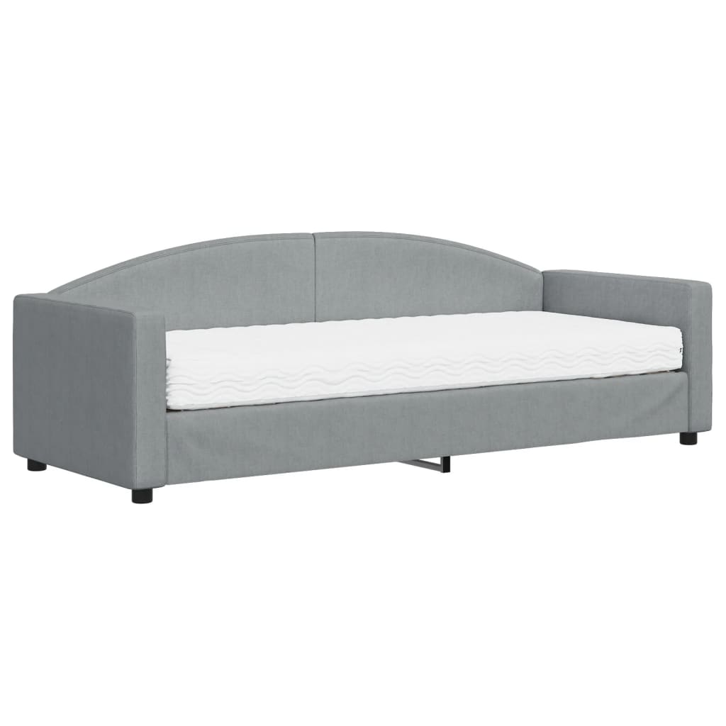 Lit de jour avec matelas gris clair 80x200 cm tissu