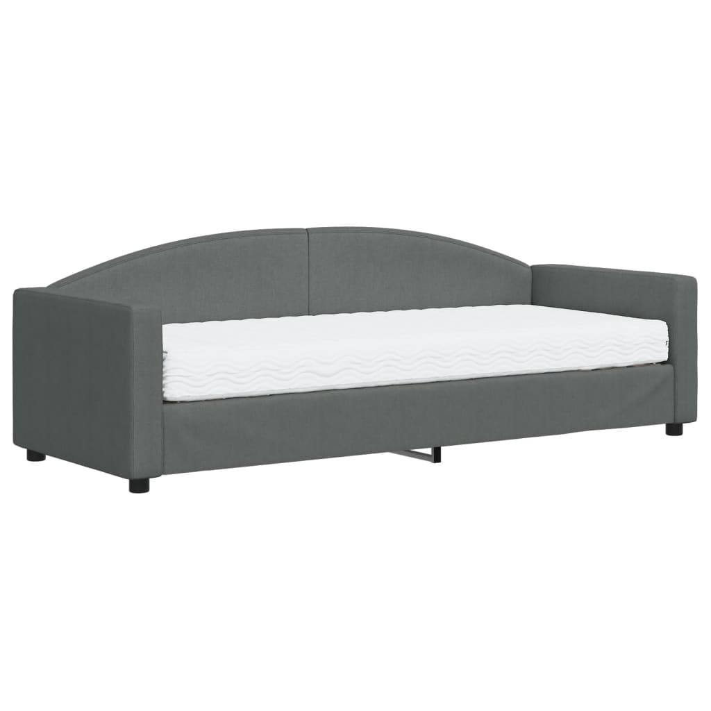 Lit de jour avec matelas gris foncé 80x200 cm tissu