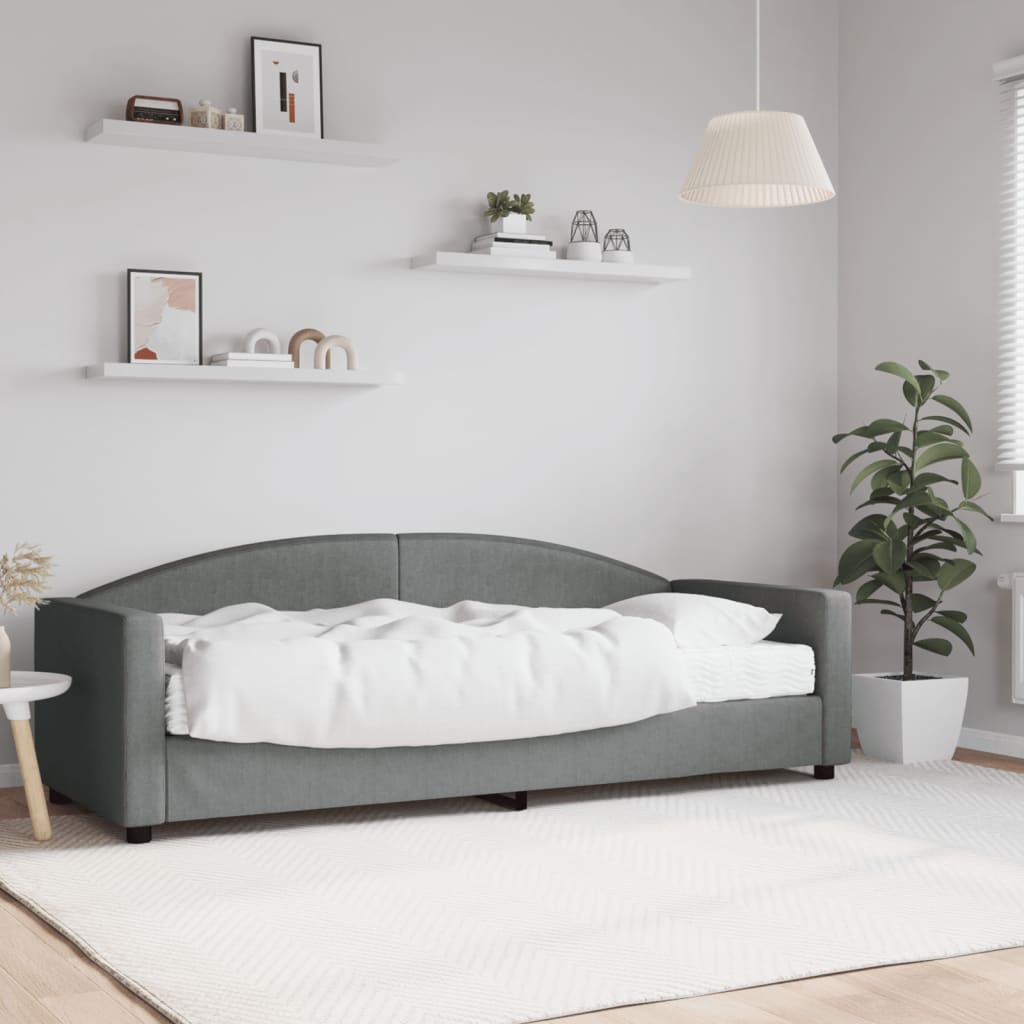 Lit de jour avec matelas gris foncé 80x200 cm tissu