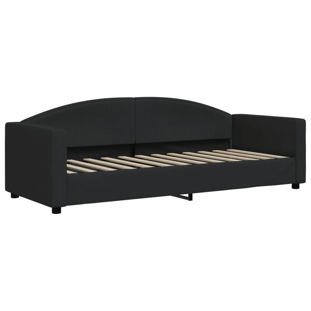 Lit de jour avec matelas noir 80x200 cm tissu