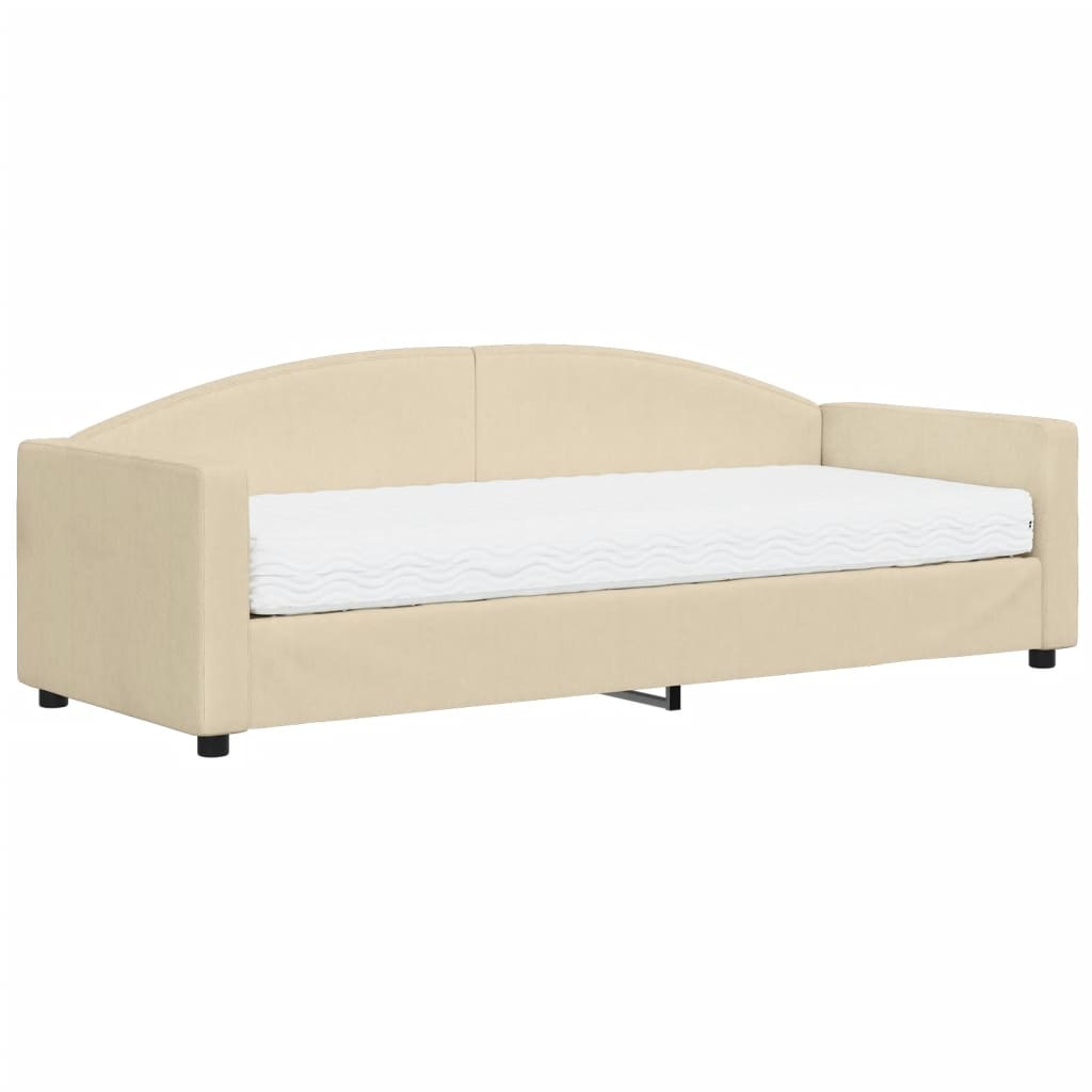 Lit de jour avec matelas crème 80x200 cm tissu