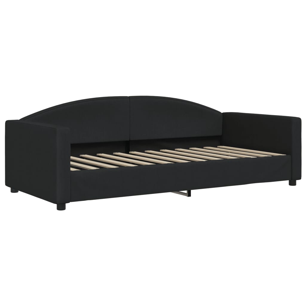 Lit de jour avec matelas noir 90x200 cm tissu