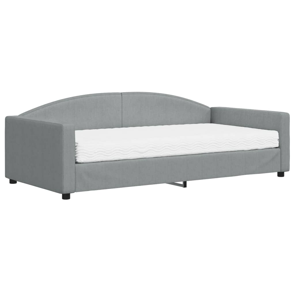 Lit de jour avec matelas gris clair 100x200 cm tissu