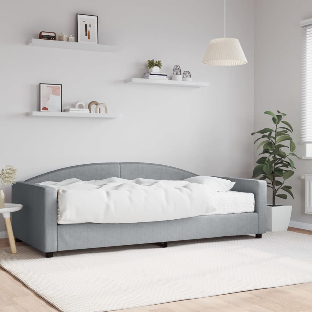 Lit de jour avec matelas gris clair 100x200 cm tissu