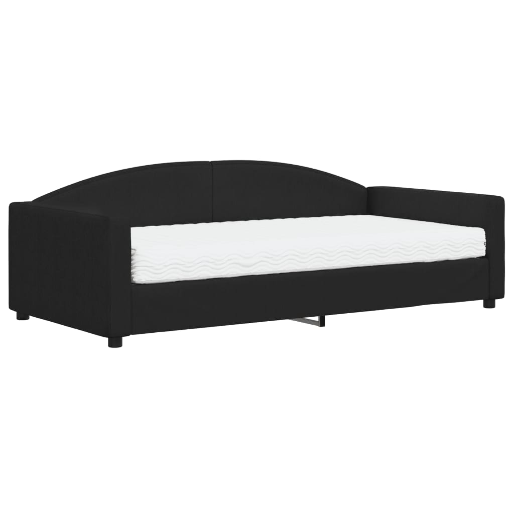 Lit de jour avec matelas noir 100x200 cm tissu