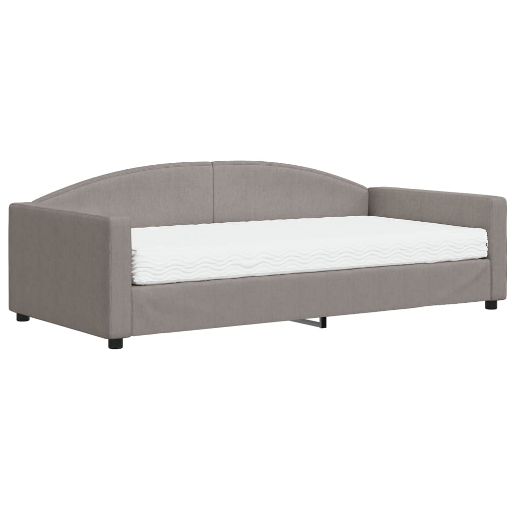 Lit de jour avec matelas taupe 100x200 cm tissu