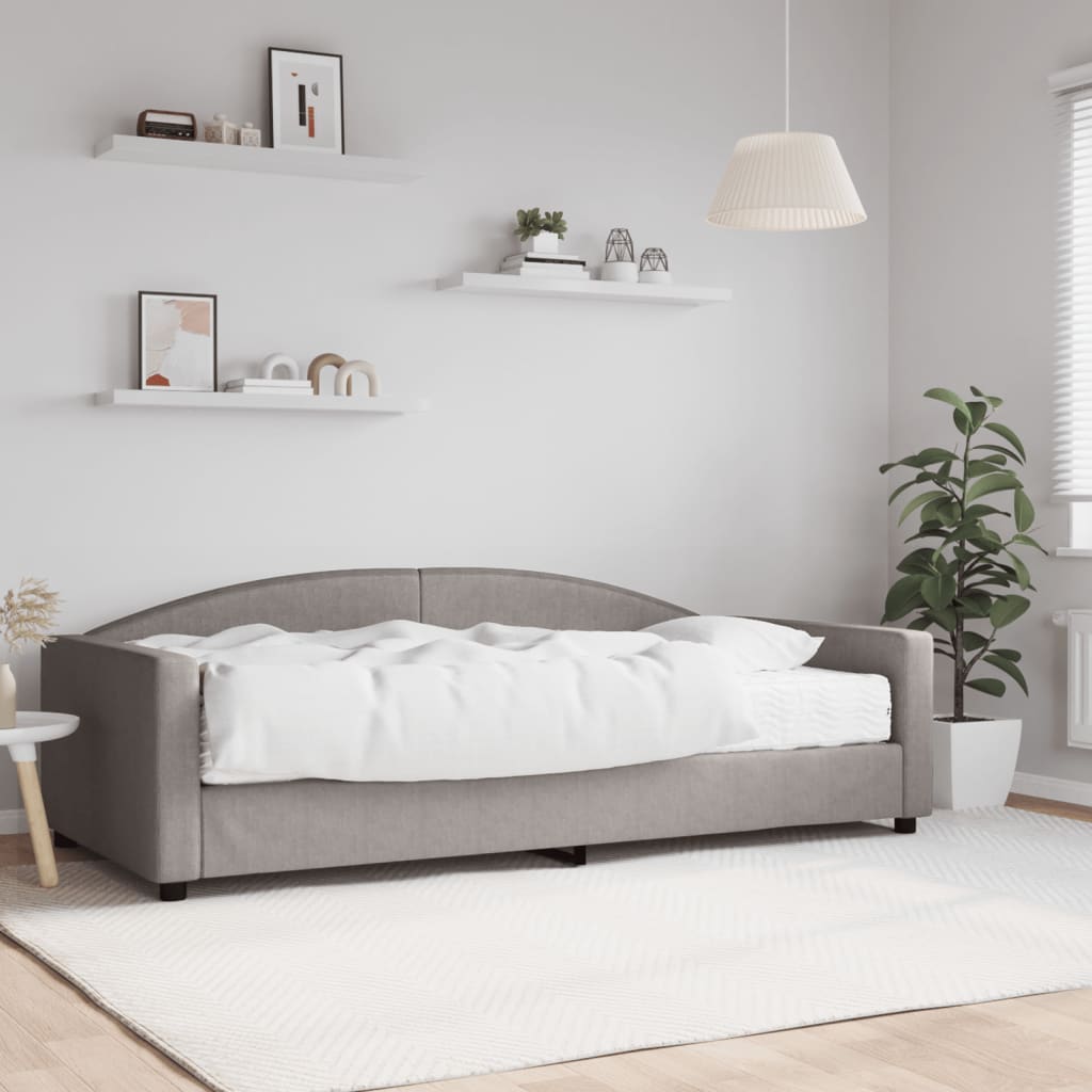 Lit de jour avec matelas taupe 100x200 cm tissu