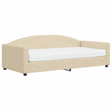 Lit de jour avec matelas crème 100x200 cm tissu