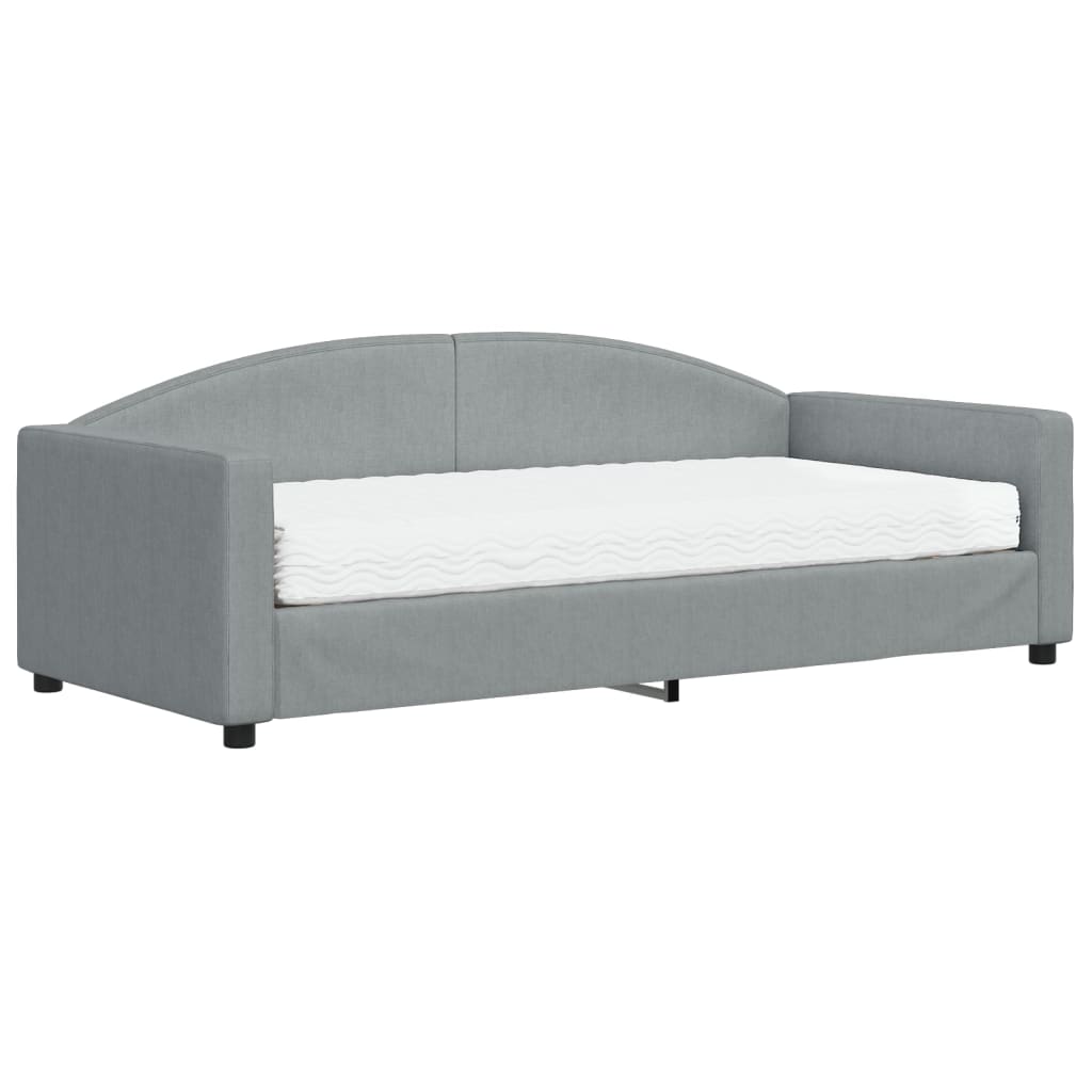 Lit de jour avec matelas gris clair 90x190 cm tissu