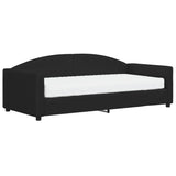 Lit de jour avec matelas noir 90x190 cm tissu