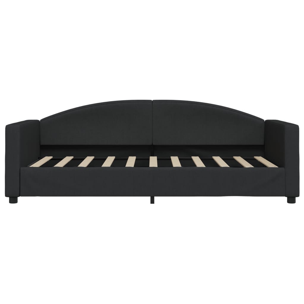 Lit de jour avec matelas noir 90x190 cm tissu