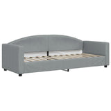 Lit de jour avec gigogne et matelas gris clair 80x200 cm tissu