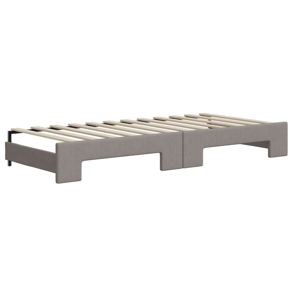 Lit de jour avec gigogne et matelas taupe 80x200 cm tissu