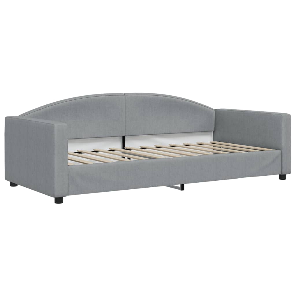 Lit de jour avec gigogne et matelas gris clair 90x200 cm tissu