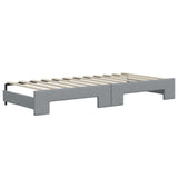 Lit de jour avec gigogne et matelas gris clair 90x200 cm tissu