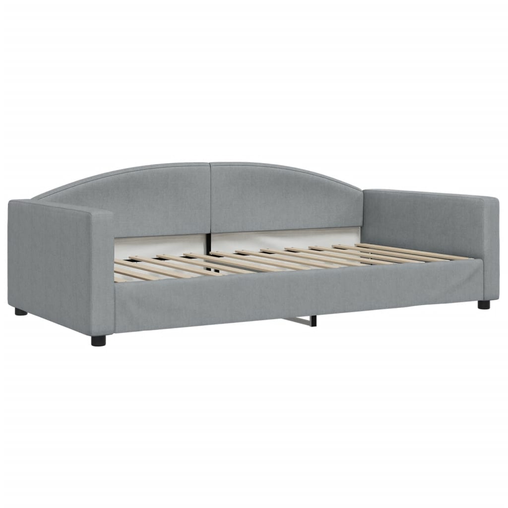 Lit de jour avec gigogne et matelas gris clair 100x200 cm tissu