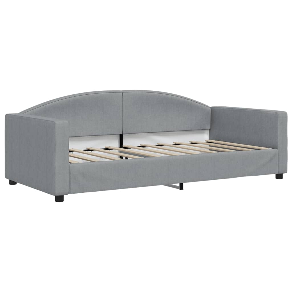 Lit de jour avec gigogne et matelas gris clair 90x190 cm tissu