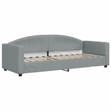 Day bed with trundle and drawers light gray 80x200 cm fabric