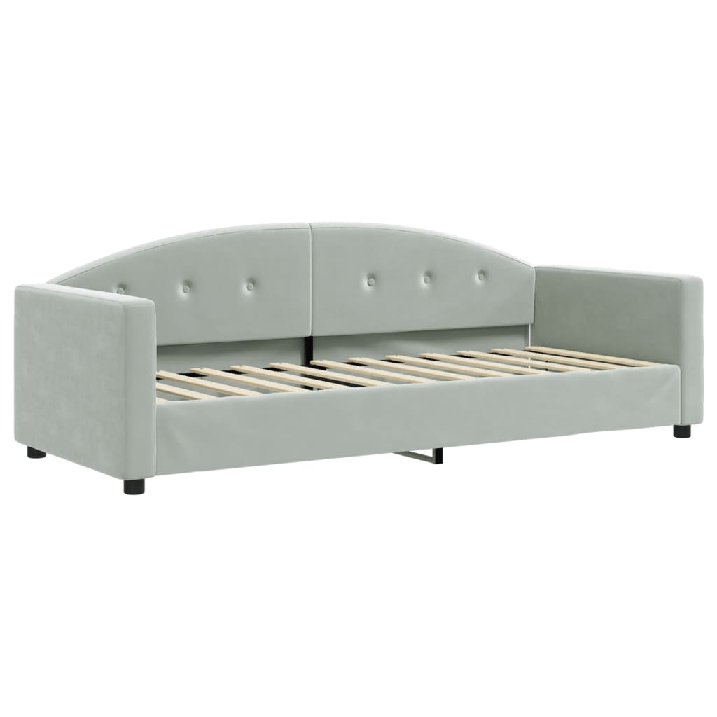 Lit de jour avec matelas gris clair 80x200 cm velours