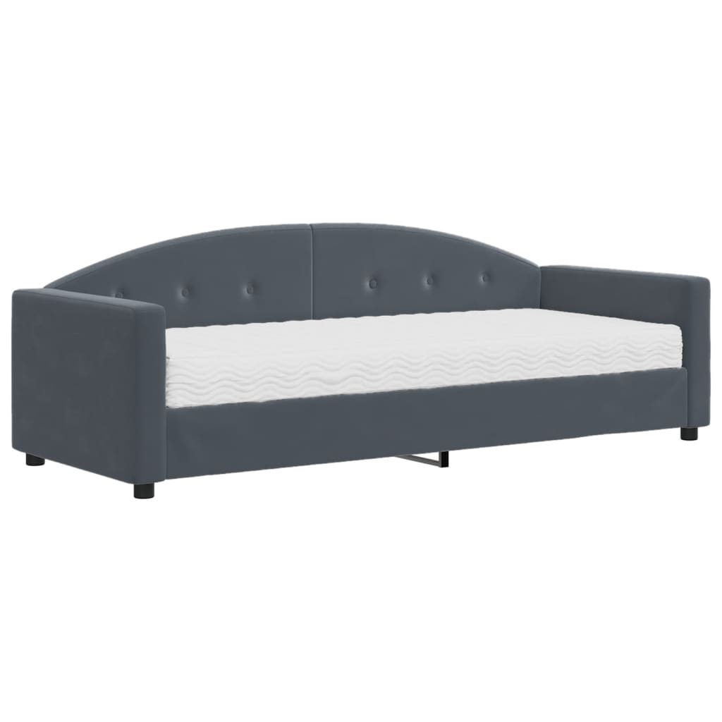 Lit de jour avec matelas gris foncé 80x200 cm velours