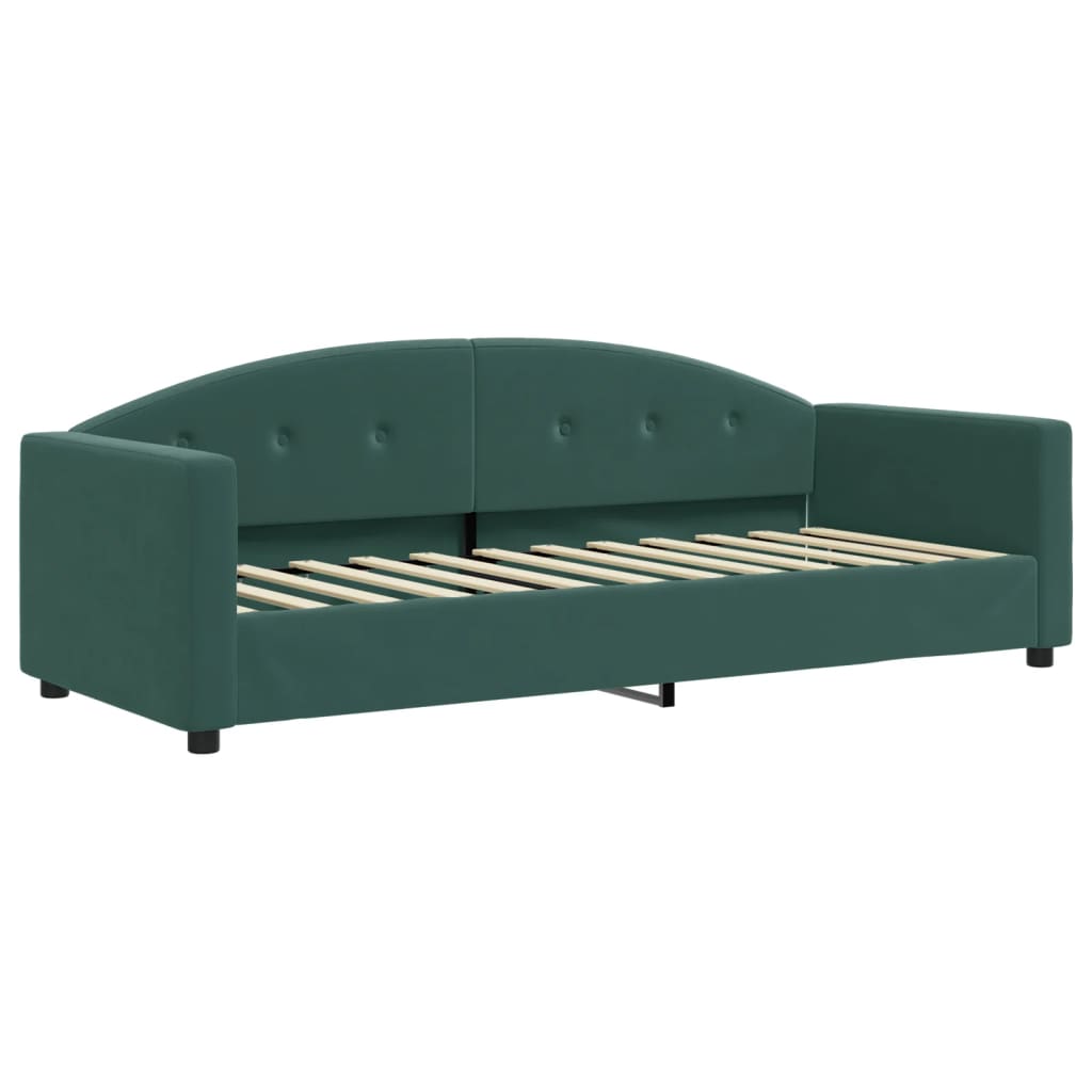 Day bed with dark green mattress 80x200 cm velvet