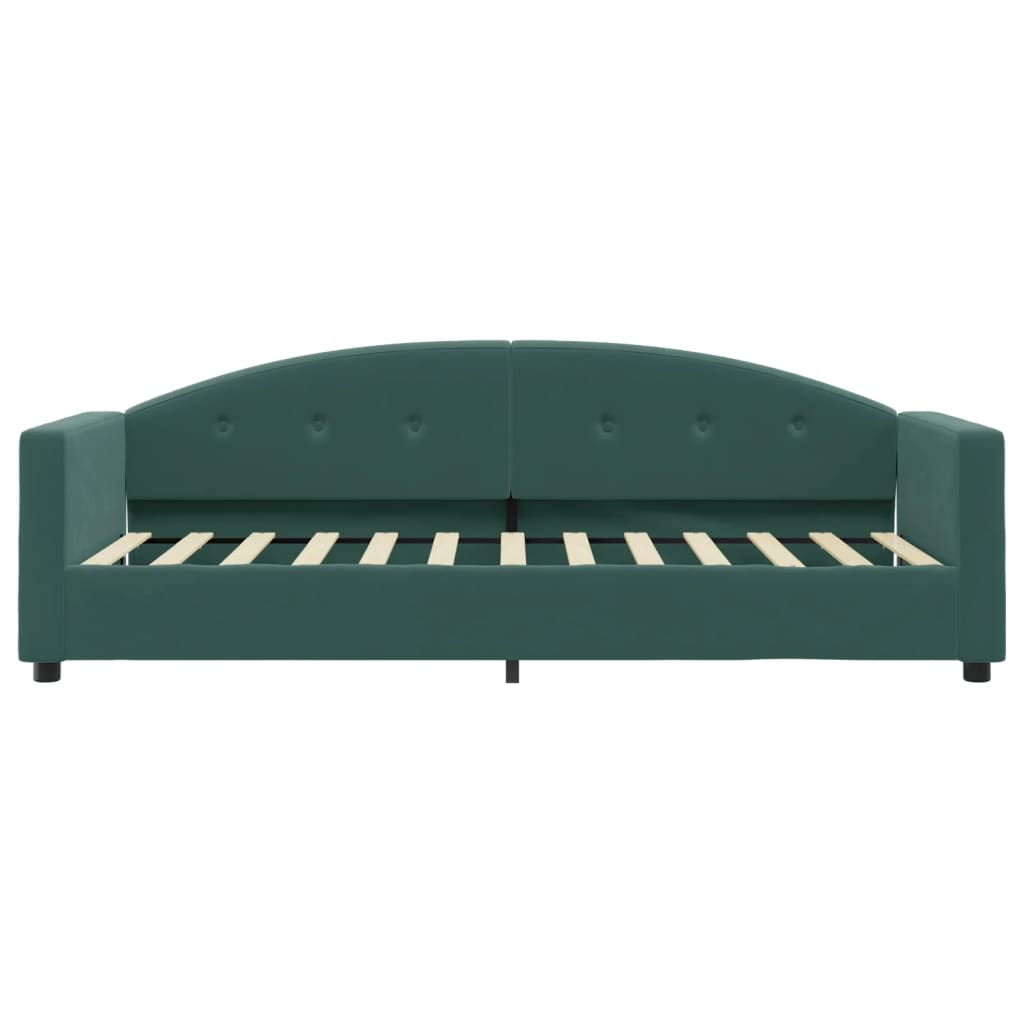 Day bed with dark green mattress 80x200 cm velvet