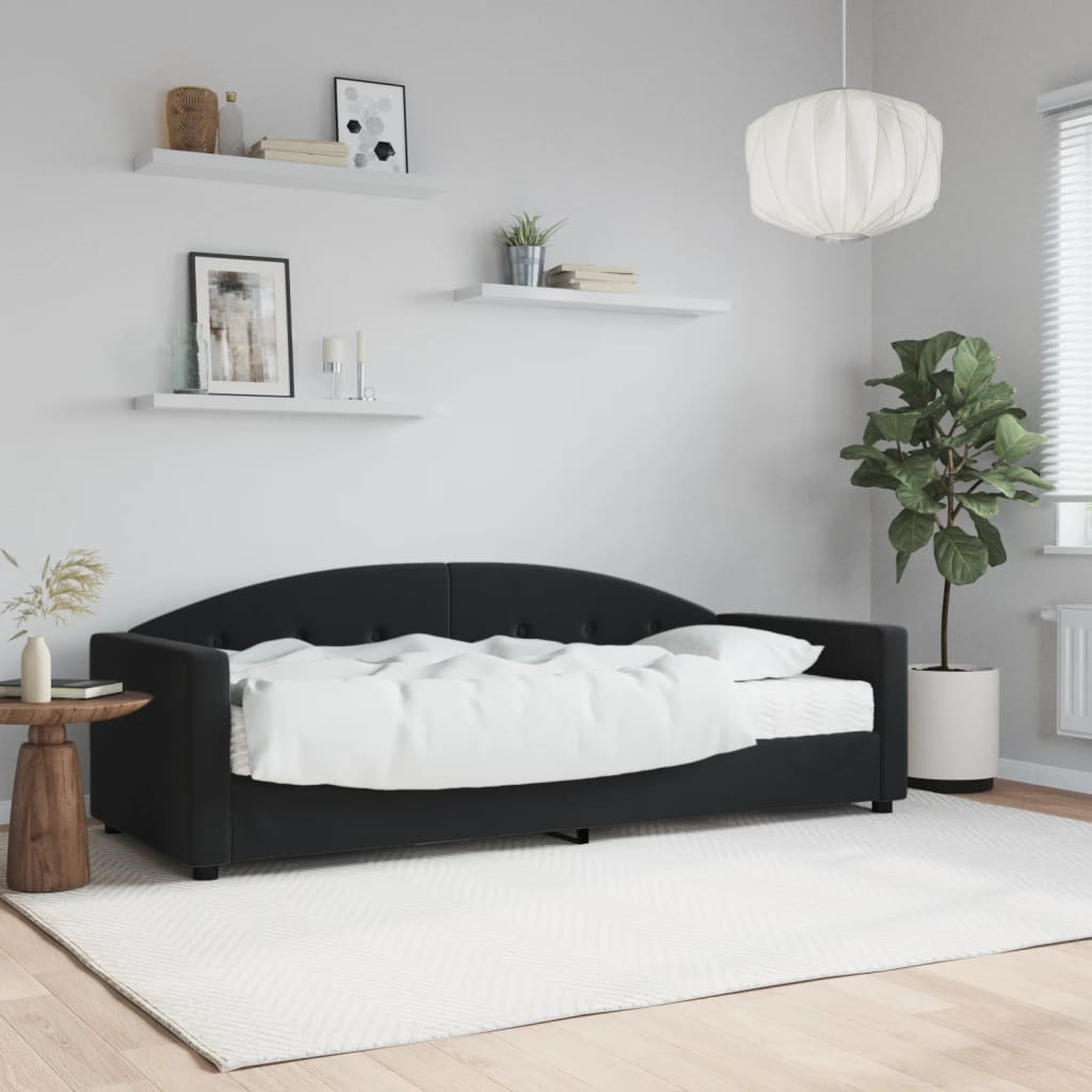 Lit de jour avec matelas noir 80x200 cm velours