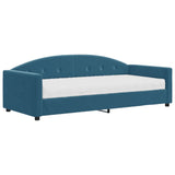 Lit de jour avec matelas bleu 90x200 cm velours