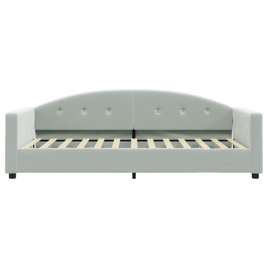 Lit de jour avec matelas gris clair 90x200 cm velours