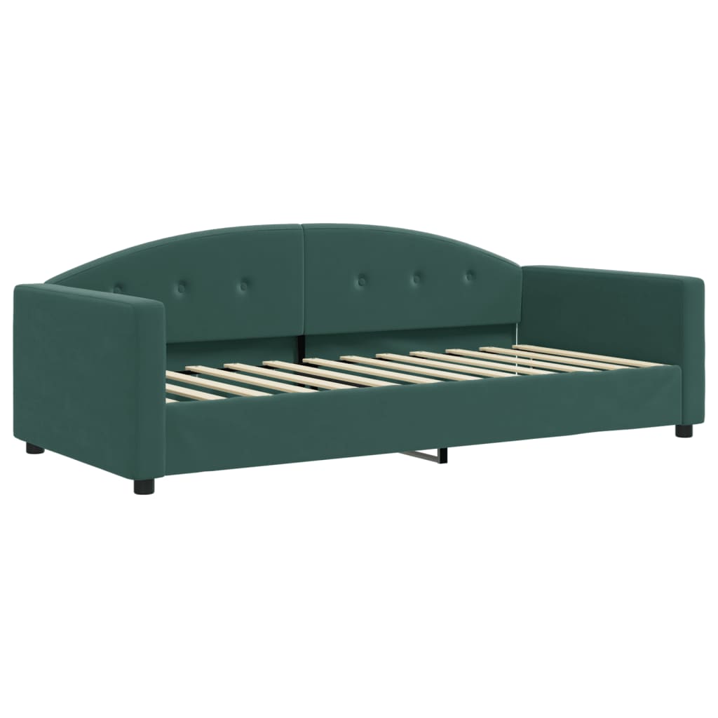 Day bed with dark green mattress 90x200 cm velvet