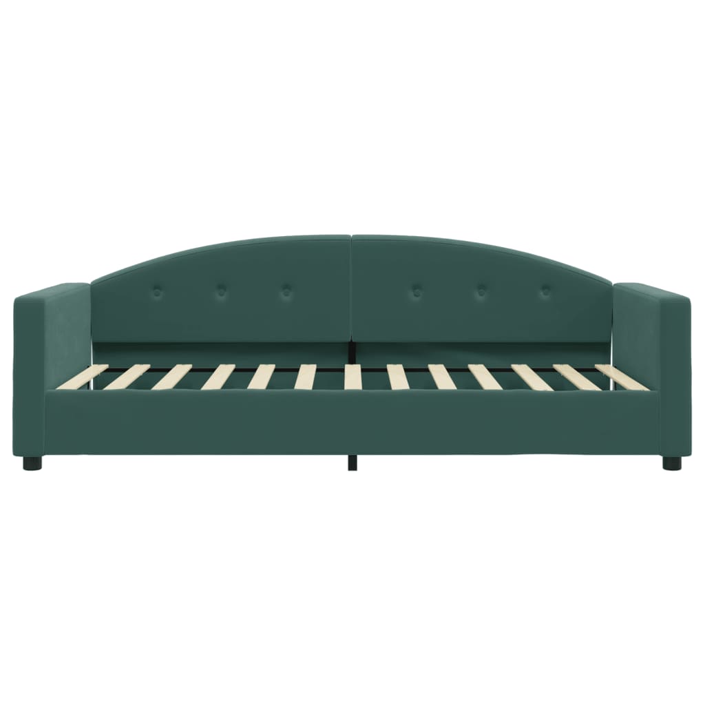 Day bed with dark green mattress 90x200 cm velvet