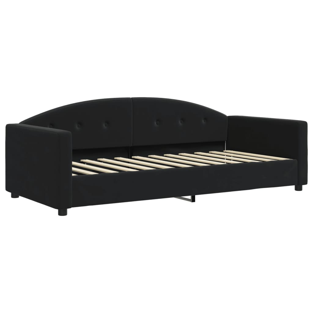 Lit de jour avec matelas noir 90x200 cm velours