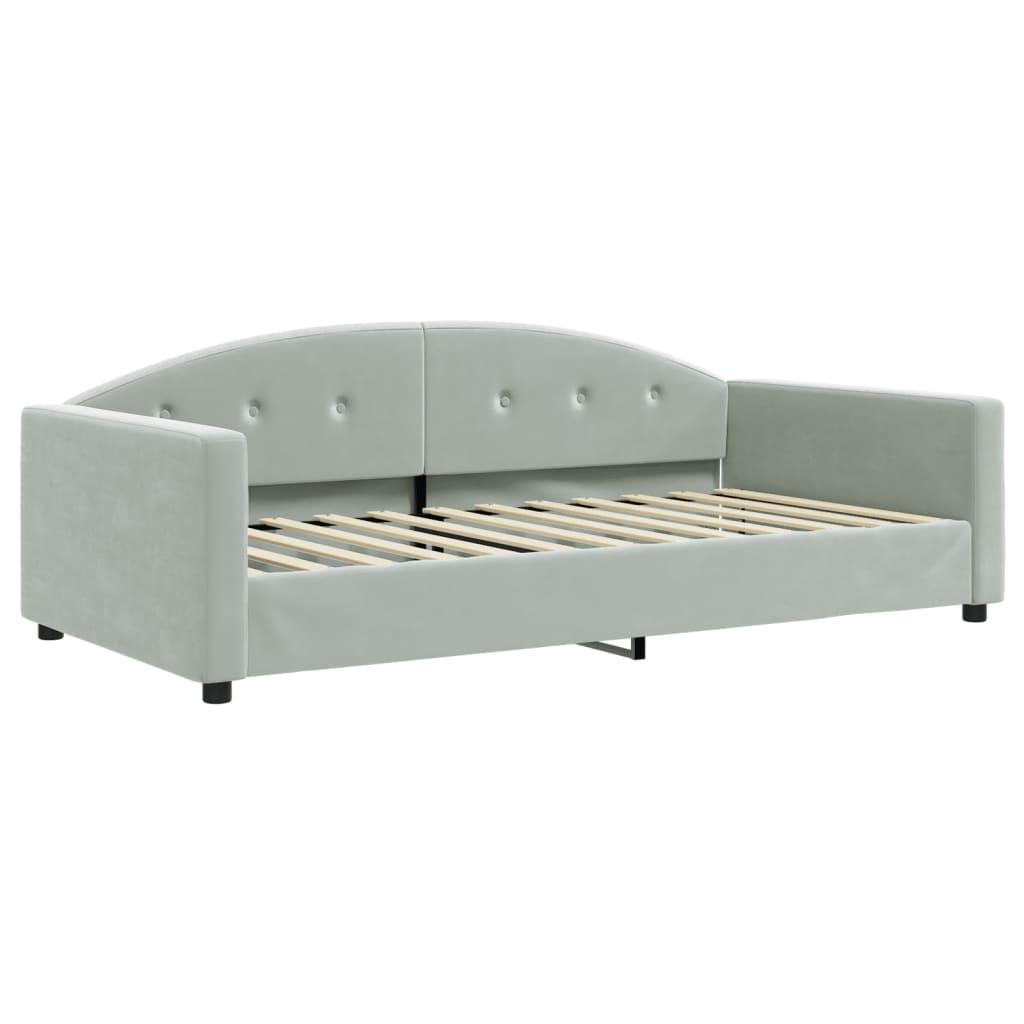 Lit de jour avec matelas gris clair 100x200 cm velours