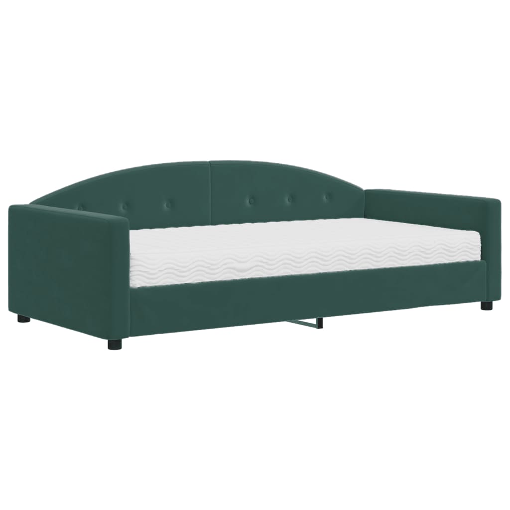 Day bed with dark green mattress 100x200 cm velvet