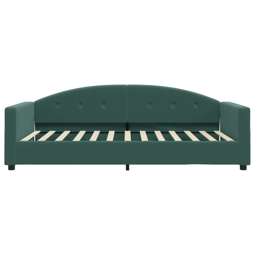 Lit de jour avec matelas vert foncé 100x200 cm velours