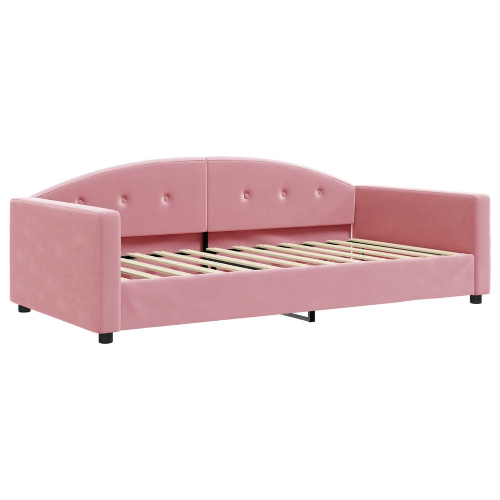 Lit de jour avec matelas rose 100x200 cm velours