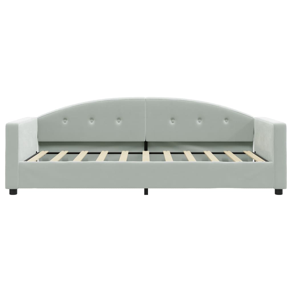 Lit de jour avec matelas gris clair 90x190 cm velours