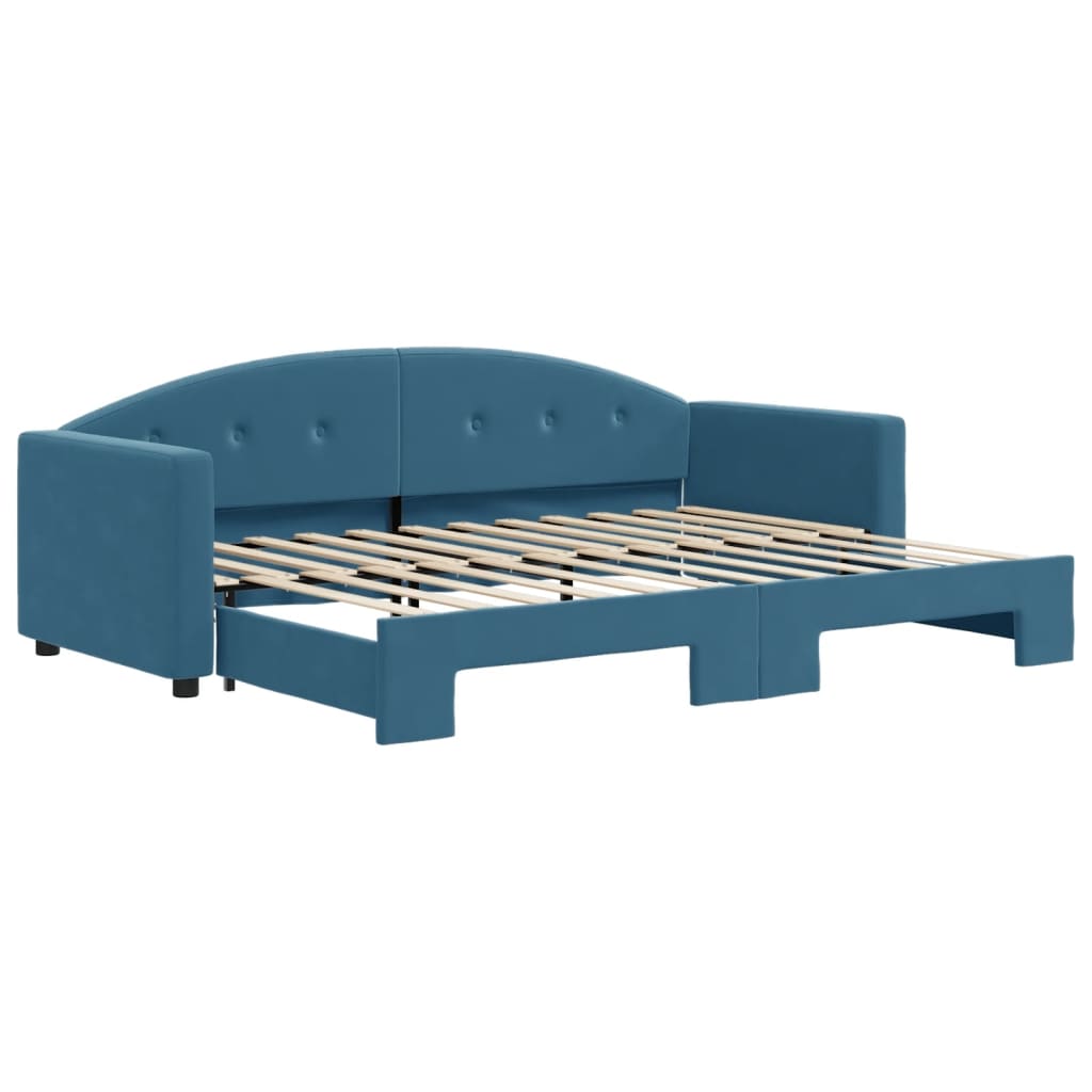 Day bed with trundle without mattress blue 80x200 cm