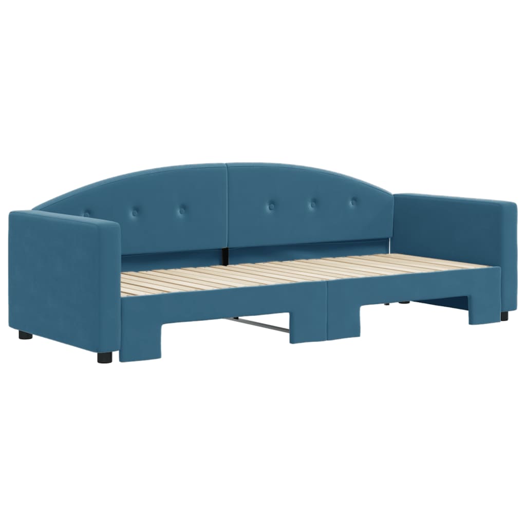 Day bed with trundle without mattress blue 80x200 cm