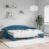 Day bed with trundle without mattress blue 80x200 cm