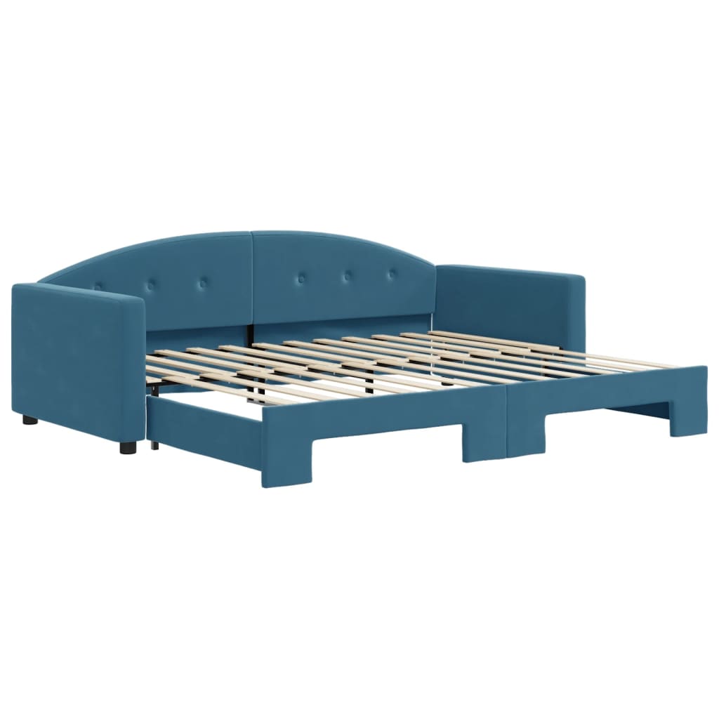 Day bed with trundle without mattress blue 90x200 cm