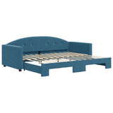 Day bed with trundle without mattress blue 90x200 cm