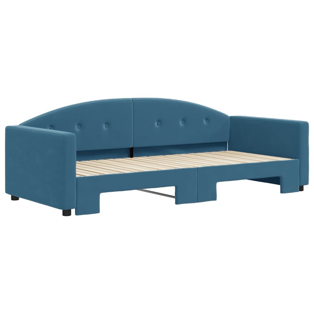 Day bed with trundle without mattress blue 90x200 cm