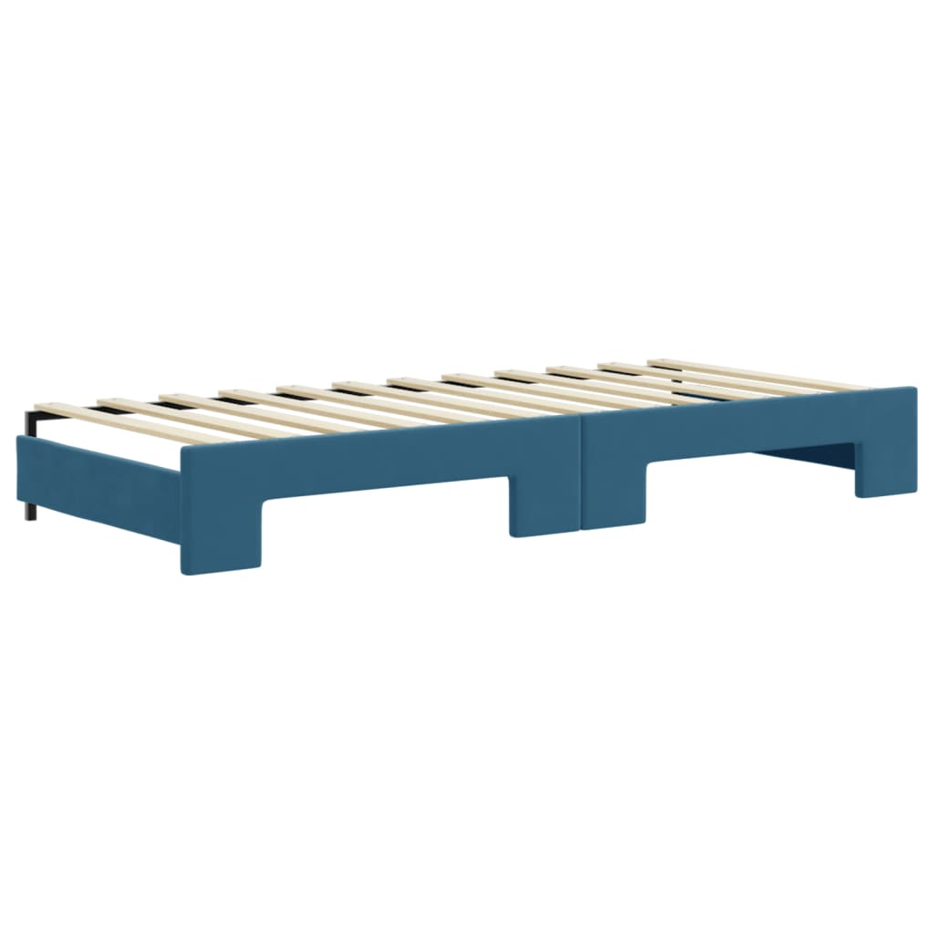 Day bed with trundle without mattress blue 90x200 cm