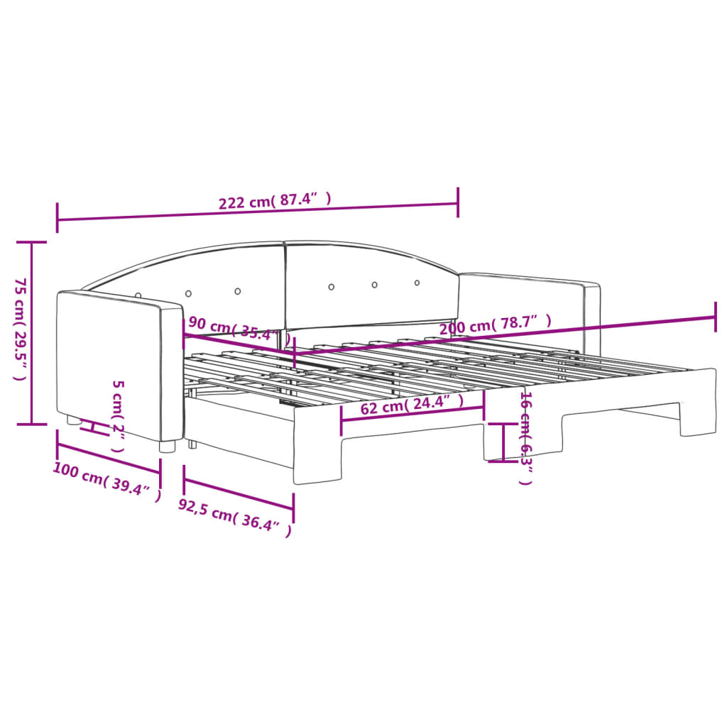 Day bed with trundle without mattress blue 90x200 cm