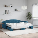 Day bed with trundle without mattress blue 90x200 cm