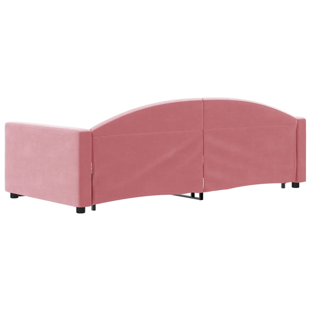 Lit de jour avec gigogne sans matelas rose 90x200 cm