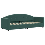 Lit de jour avec gigogne et matelas vert foncé 80x200cm velours