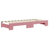 Lit de jour avec lit gigogne et matelas rose 80x200 cm velours